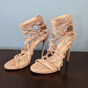 Steve Madden Blush Pink Suede Bootie Heels